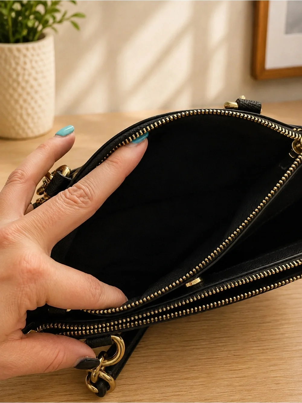 Coach Mini Brooke Carryall Black Crossgrain Leather Gold Hardware